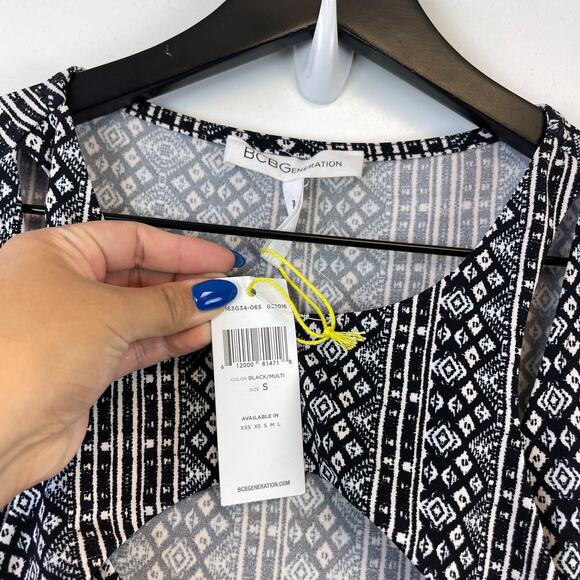 NWT BCBGeneration Size S Maxi Long Keyhole Tank Dress Black White Stretch - Picture 4 of 9